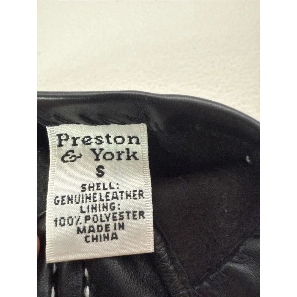 Preston And York Black Leather Gloves Women’s Size Small Contrasting Stitch